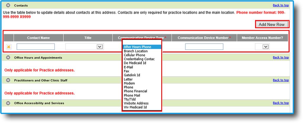 Address type: One or more address types can be associated to a location (e.g., Practice and Check). - Check: The address where remittance and its supporting documentation is sent.