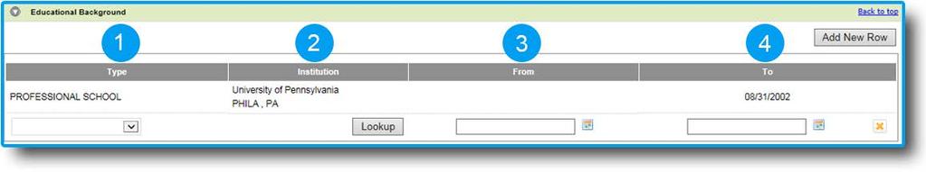 After selecting Add New Row, a new line with blank fields will display. 1.