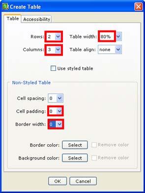 Put Images Side by Side If you want to put images side by side, you should use an unstyled table. 1. Create a table. (Choose Table/Create Table.) 2. Deselect Use styled table.