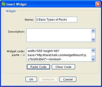 Open an existing lesson or start a new lesson. 7. Choose Insert/Widget. 8.