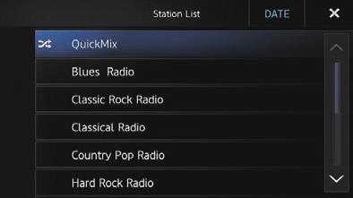 Skips to the start of the next track. Switches between playback and pause. Displays the list of your Pandora stations to select one of them to play.