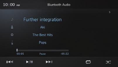 Using the Bluetooth audio player Chapter 09 Using the touch panel keys 1 3 4 1 Tapping the key skips to the start of the next song. Tapping the key once skips to the start of the current song.