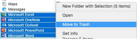process. Remove the Office 2016 for Mac applications Open Finder, click Applications.