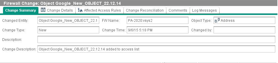 3 Click the link in the Total Changes field to see a list of all the changes.