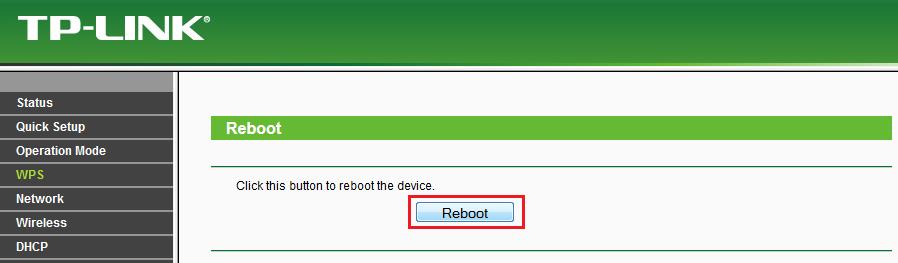 Kui WPS on välja lülitatud, siis nõuab seade taaskäivitust, selleks vajuta all click here Reboot, misjärel