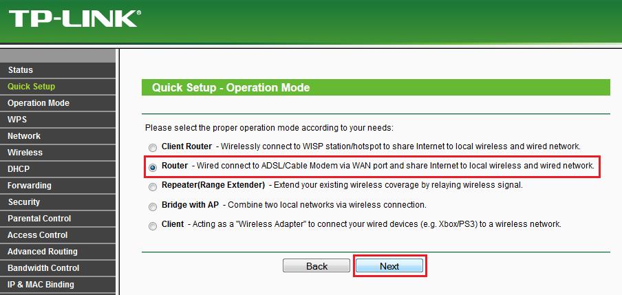 Access Point režiim (Uue Wi-Fi võrgu loomine) 1) Võta seadme menüüst Quick Setup lahti ja vajuta next 2)