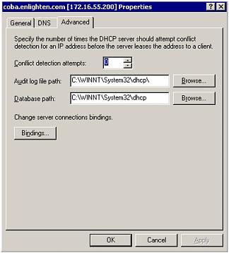 SmartConnector for Microsoft DHCP File 4 Click the Advanced tab. 5 Change or accept the default audit log path.