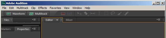 The time you start Adobe Audition CS6 you ll get the audition interface like the one shown below (default workspace).