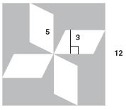37 The figure below is a square with four congruent parallelograms inside. 40 The perimeters of two squares are in a ratio of 4 to 9. What is the ratio between the areas of the two squares?