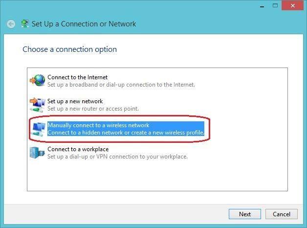 1.3 Next, click on Manually connect to a wireless network.