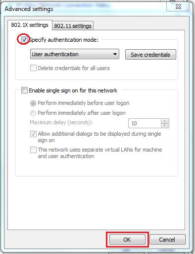 1.9 Under the Security options: Click on the Advanced settings option from the followings: Ensure