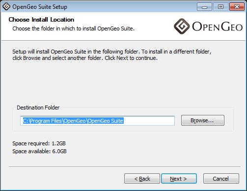 Figure 3: Destination folder for the installation 5. Select the name and location of the Start Menu folder to be created, and click Next.