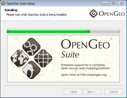 After installation, click Finish to launch the OpenGeo Suite Dashboard, from
