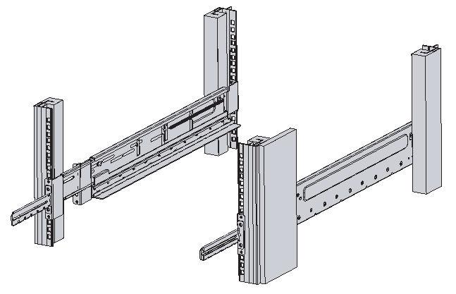 the rack, do not attach the cable support bracket. However, secure the rail to the rack with two M6 screws.