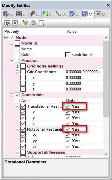 2. Go back to the Data Defaults pane. Change the section value to 2 to use the beam section. 3. Click on the node at the top of one of the columns.