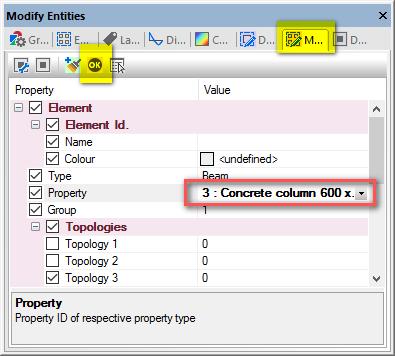7. Click OK to apply your changes. Duplicating the concrete columns 1. With the columns selected, click the Move/Copy button to duplicate them. The Move or Copy Elements dialog opens. 2.