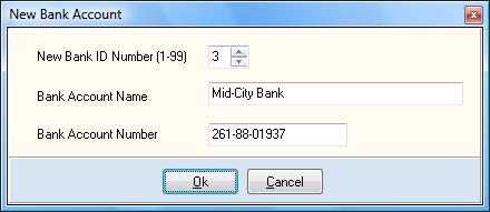 The system will then prompt you for the following: New Bank ID Number (1-99): Select the new bank account number.