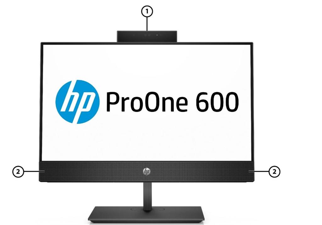 HP ProOne 600 G4 21.5" All-in-One Business PC (Touch & Non-Touch) 1. Pull-up webcam (optional) 2.