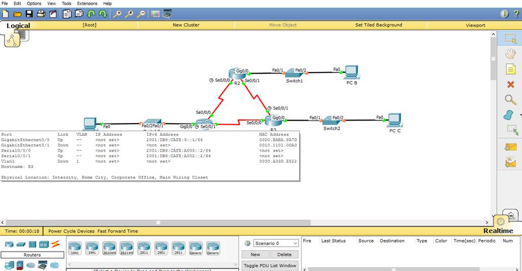 3. Simulation Network Topology For the analysis of the performance between the routing protocols, Packet Tracer 6.2.2 has been used.
