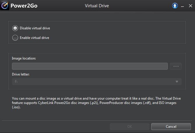Try mounting a disc image as virtual drive and see how easy it is to share a file with Power2Go 8 users instead of using a disc.