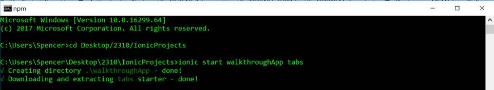 y so we can build for IOS and Android with Cordova: It will take some time for this command to run.