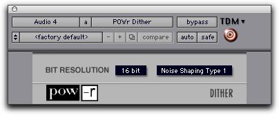 If you want, you can choose not to use the Dither plug-in and instead utilize the full 24-bit resolution of Pro Tools digital output, depending on your destination device.