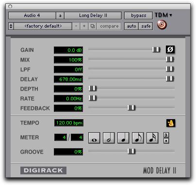 Mod Delay II The DigiRack Mod Delay II plug-ins provide time delay-based effects such as echo, slap echo, doubling, chorusing, and flanging. Mod Delay II supports sample rates up to 192 khz.
