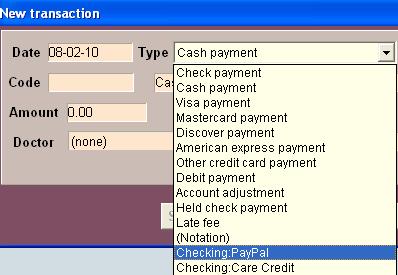 Note: As of version 176, AVImark contains a non-user defined Debit payment type.