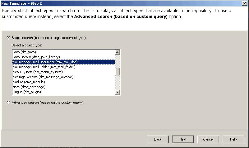 Create a Search Template Note: The search template in the sample application created by EMC is named