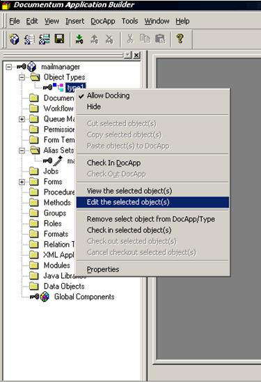 type and then in the context menu that appears choose