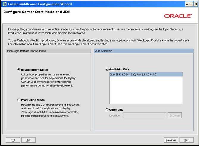 Configure Server Start Mode and JDK 8.