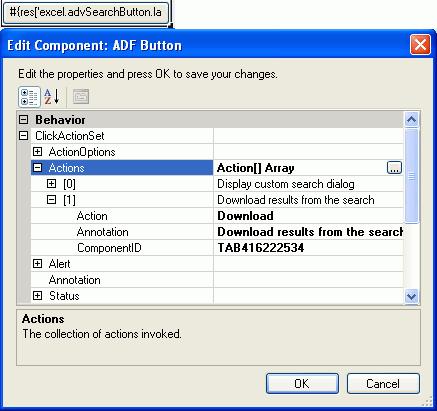 Adding a Form to an Integrated Excel Workbook Figure 8 21 ADF Button Component for an Advanced Search Form 8.