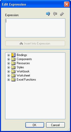 Applying Styles Dynamically Using EL Expressions Figure 9 5 Edit Expression Dialog To write an EL expression that applies a style at runtime: 1. Open the integrated Excel workbook. 2.