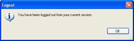 Checking the Integrity of an Integrated Excel Workbook s Metadata Figure 11 2 Dialog That Appears When a User Logs Out After logging out, the user must log in again to upload or download data.