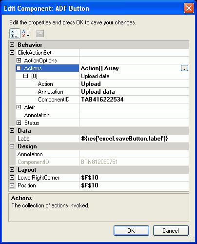 Using the Binding ID Picker Figure 5 6 Property Inspector Window for an Oracle ADF Component 5.