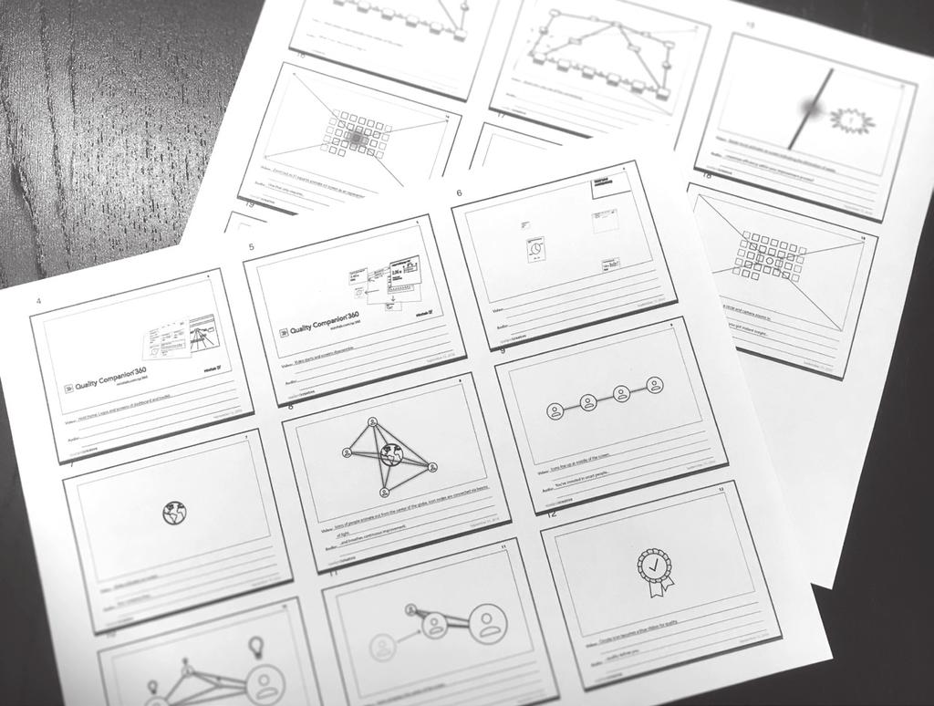 Phase 3: Creating a storyboard bridges the gap between words and images. We break down the script into bite-sized chunks and show what should be represented visually in hand-drawn storyboards.