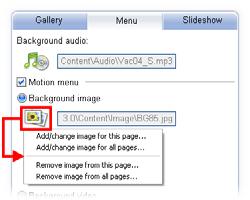 Click and then select whether to replace or remove the default background audio of the current menu page or all the pages.