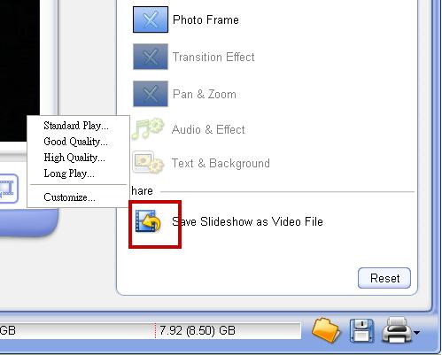 CD & DVD PICTURESHOW USER GUIDE 45 Saving the slideshow as a separate video file Save a specific slideshow from your project as a video file. 1. Click the Slideshow tab under Theme. 2.
