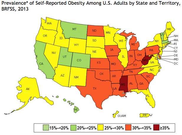 U.S. Obesity Prevalence Map Weight Loss Innovation Web-based interventions (WBI): Literature review concluded modest but statistically significant weight loss when compared to no intervention or