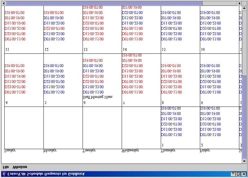 A new window will open, displaying the shifts and previously entered schedule requests for the selected staff member. Shifts the staff member has requested off will be displayed in red.