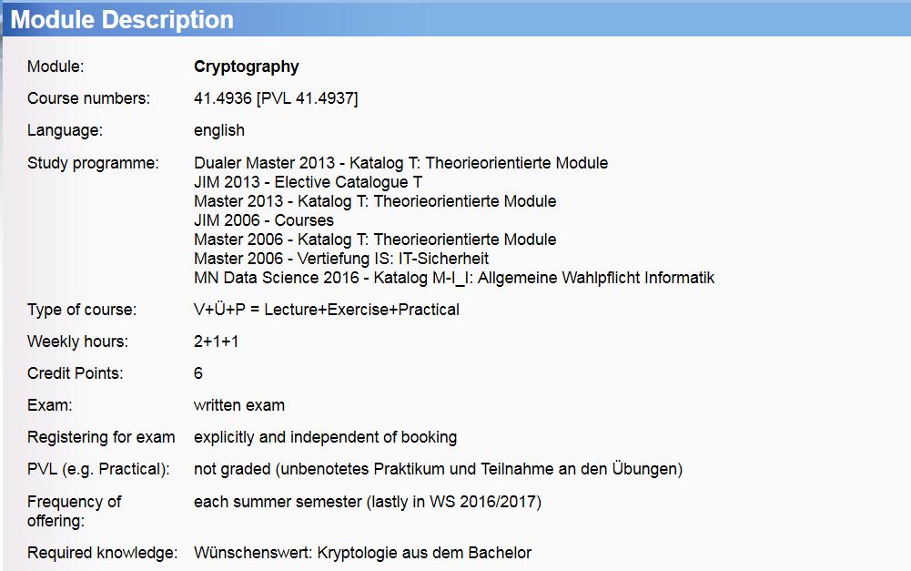 Module Description http://obs.fbi.h-da.de/mhb/modul.php?sem=20162&nr=41.