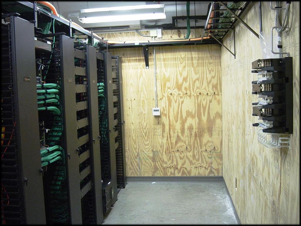 four racks with a standard equipment and patch panel