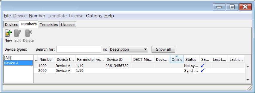 9. Number Management Figure 12. Example of a number associated to a device. Repeat steps 2-5 to associate additional numbers to other devices. 9.5 Delete Number 1 Select the Numbers tab.