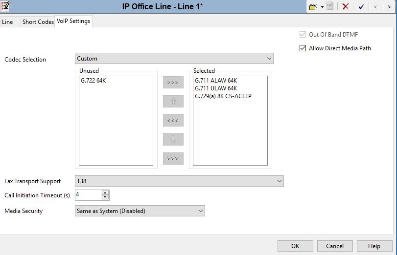 Click on VoIP Settings tab to configure Codec Selection.