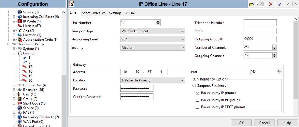 IP Office Server Edition for Line 1.
