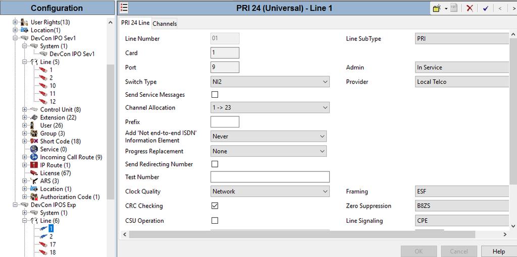 5.7. Simulated PSTN PRI on IP 500V2 Expansion On the IP Office Expansion system, PRI trunk is used to connect