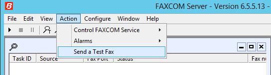 6.4. Send a Test Fax From the Action menu, select Send a Test Fax.