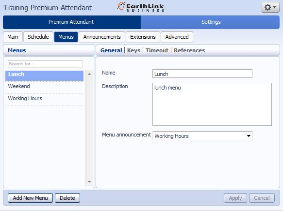 Menus - General Your Premium Attendant menu configuration determines what options are offered to the callers; and what announcements they hear.