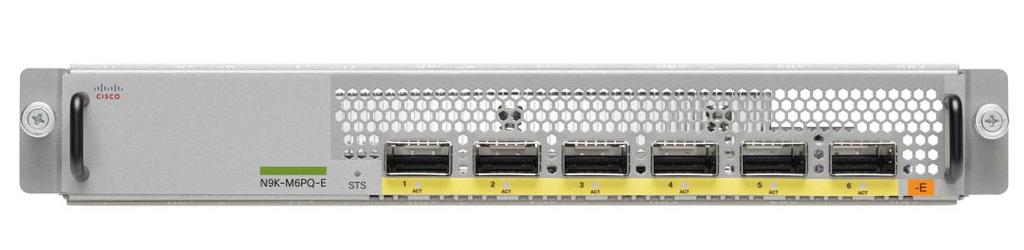 The Cisco Nexus M6PQ and M6PQ-E uplink module provides up to 6 QSFP+ ports for 40 Gigabit Ethernet connectivity to servers or aggregation-layer switches (Figure 9).