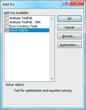 Load the Solver Add-in